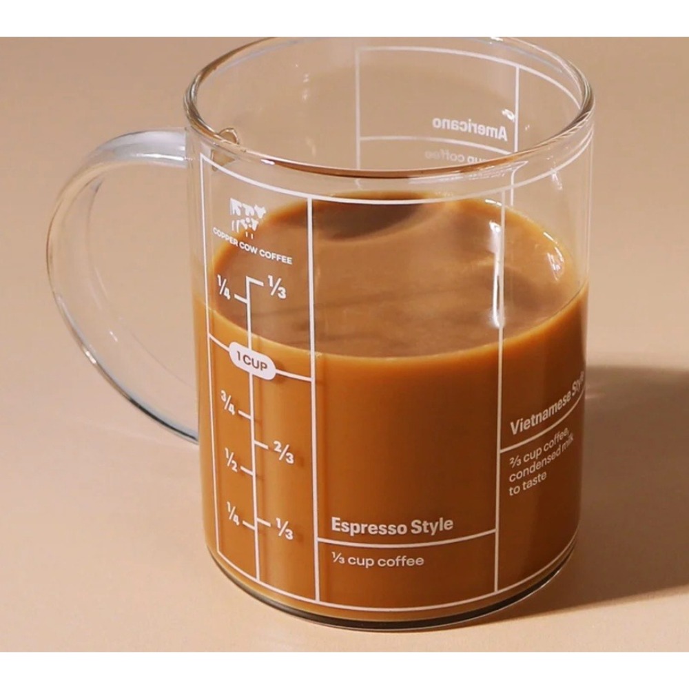 Copper Cow Glass Coffee Mug Coffeeist Measure Mug Clear Barista Tool Latte Gift